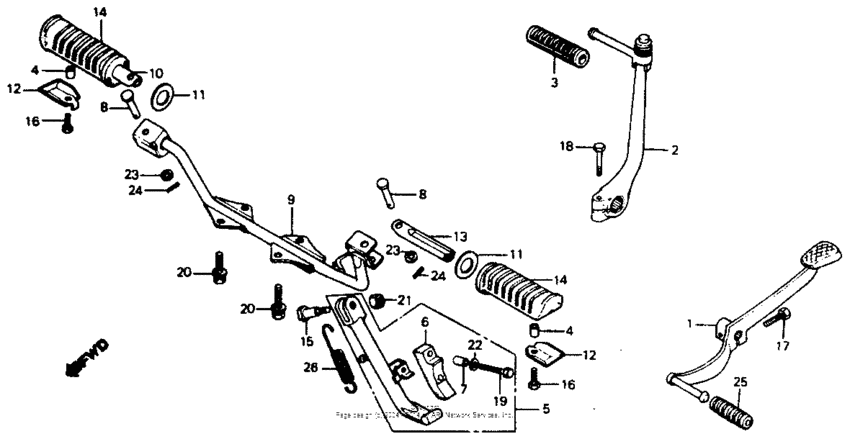 Step + kick starter arm + shift pedal