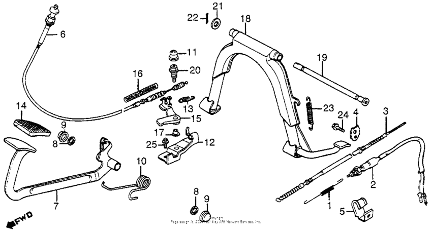 Stand + rear brake pedal