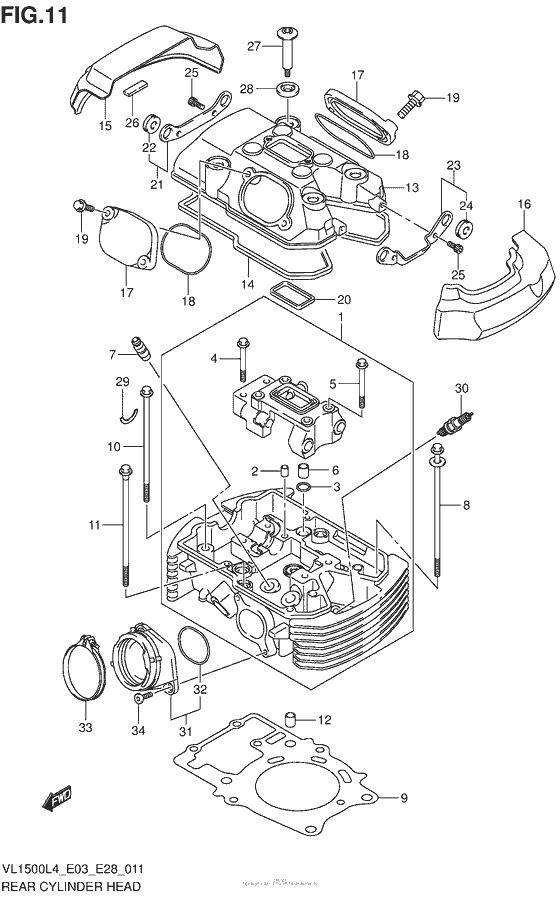 Rear Cylinder Head (Vl1500Bl4 E03)