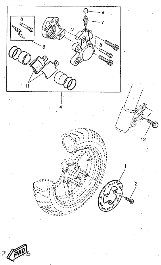 YQ50 Front brake. caliper