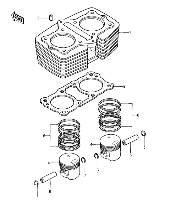 Cylinder/pistons