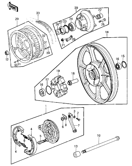 Rear wheel/hub/brake/belt