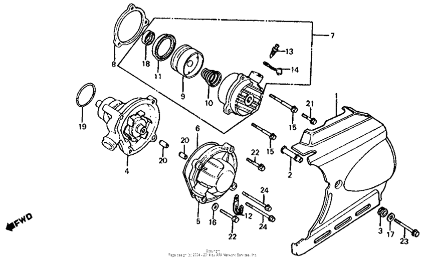 Left crankcase cover + water pump