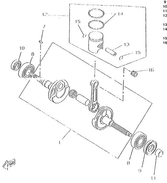 CW50RS Коленчатый вал и поршни