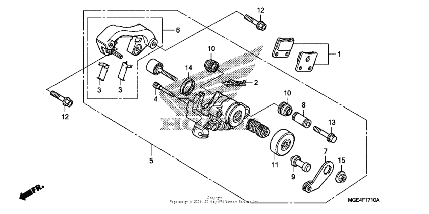 Rear brake caliper (parking)