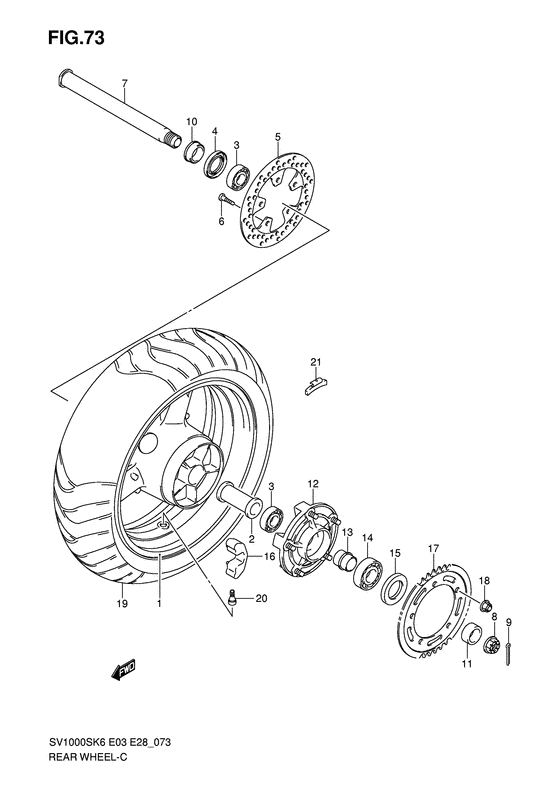 Rear wheel complete assy