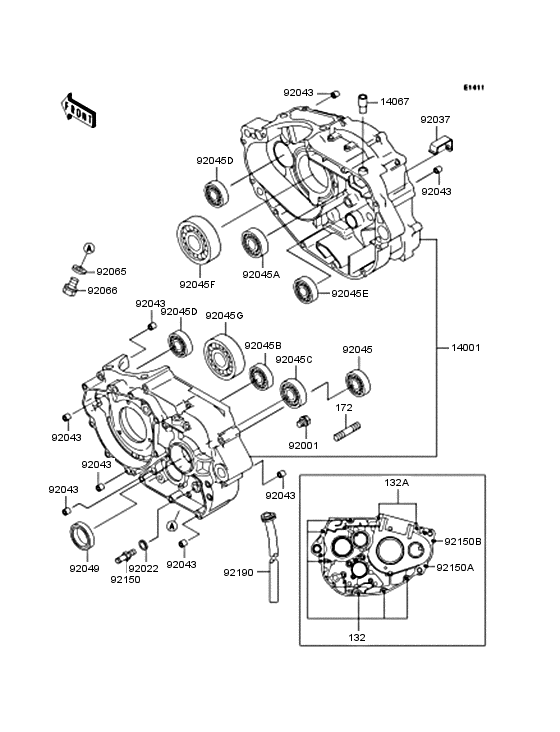KLX300R Картер двигателя