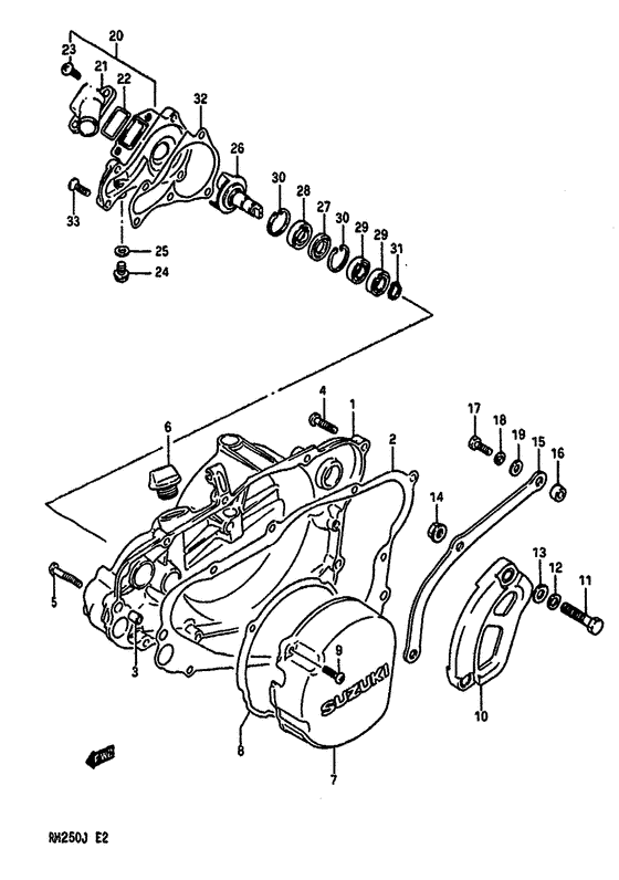 Crankcase cover-water pump