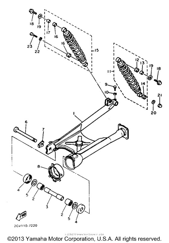 XV535T Подвеска задние амортизаторы