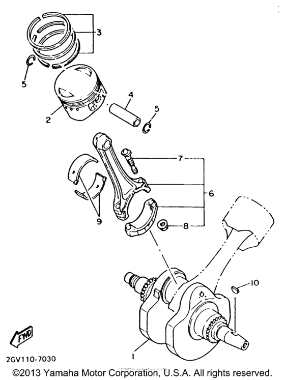 XV535E Коленчатый вал и Поршень