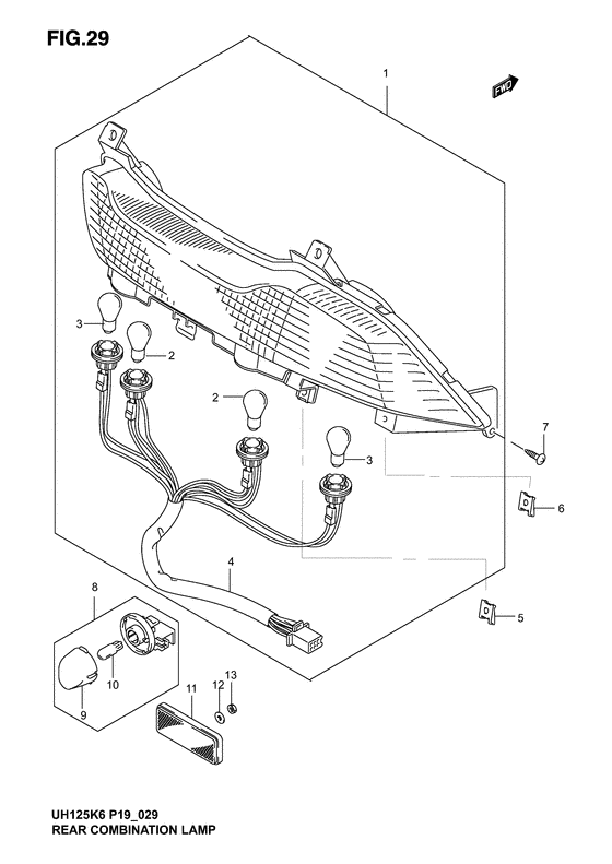 Rear comb lamp
