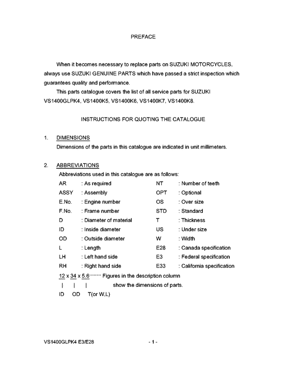 VS1400 Catalog preface