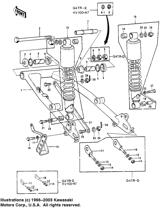 Swing arm/shock absorbers