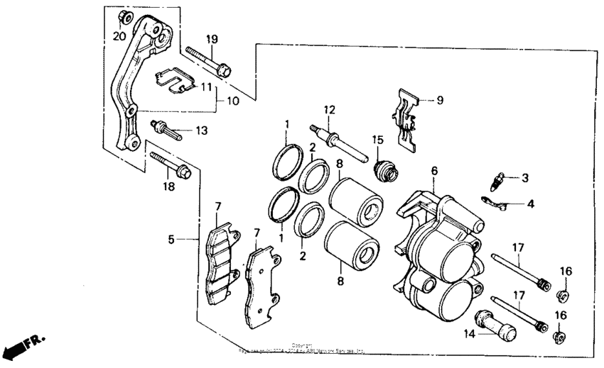 Fr. brake caliper 84-86