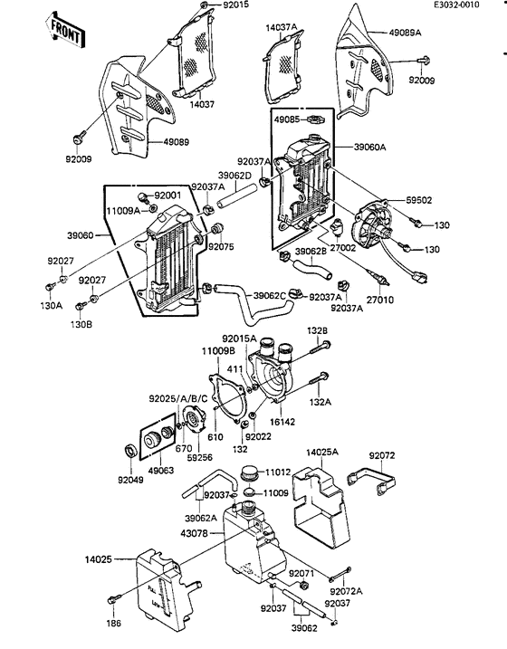 Radiators/fan/water pump