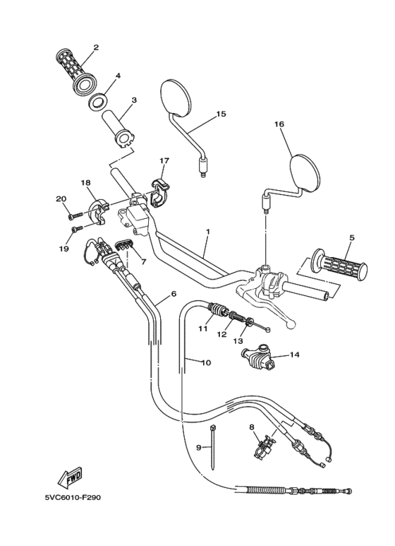 TW225E Рулевой рычаг и кабель