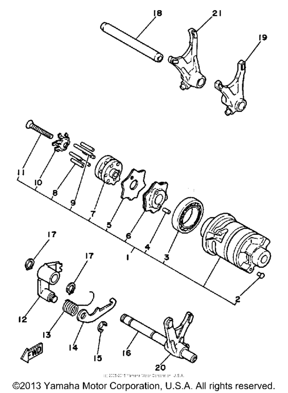 SRX250T Shift cam-fork