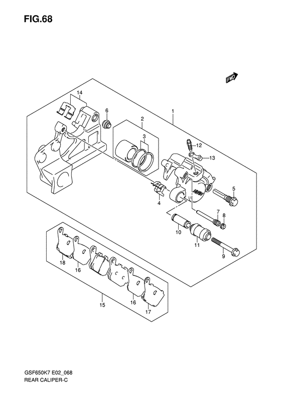 GSF650S Задний суппорт