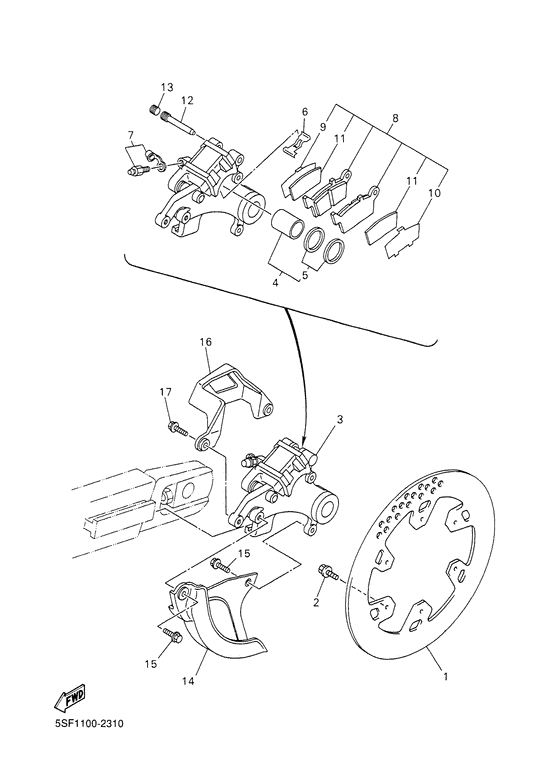YZ426F Задний суппорт