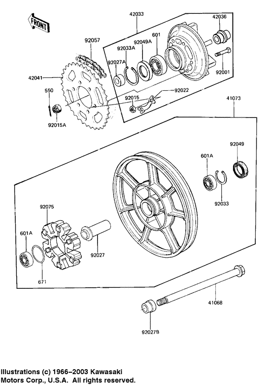 Rear wheel/hub/chain