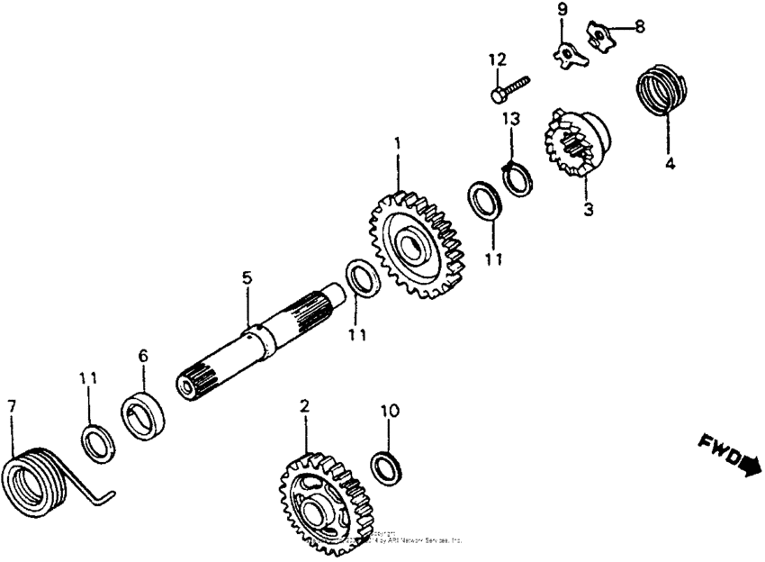 CR125R Kick starter spindle 83