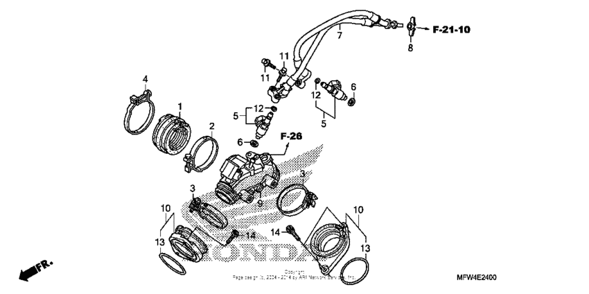 VT1300CS (ABS) Intake manifold + injector