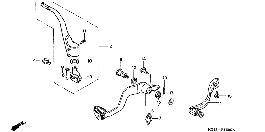 Pedal/kick starter arm