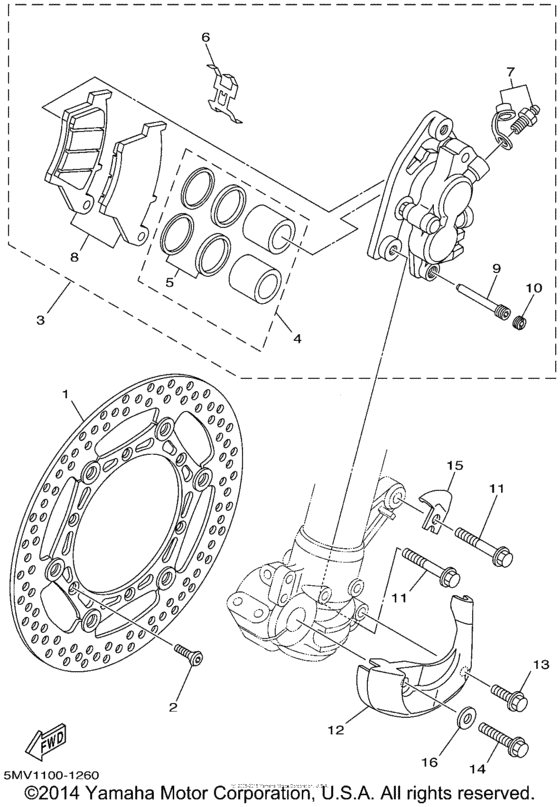 WR250F Передний суппорт