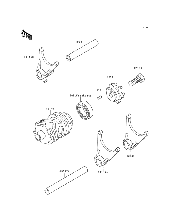 Gear change drum/shift forks