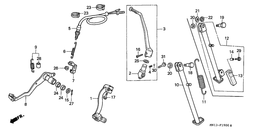 Pedal/kick starter arm