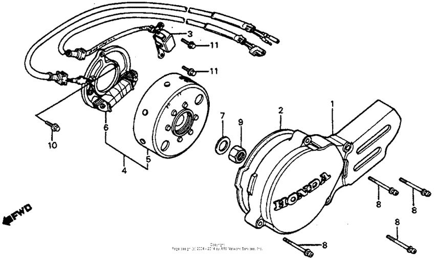 Left crankcase cover + alternator 83