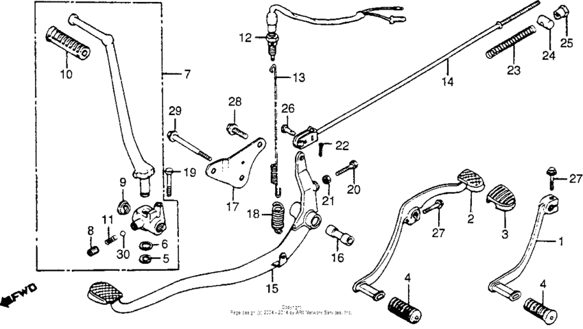 Cm400c/tpedals - change & brake + kick starter arm
