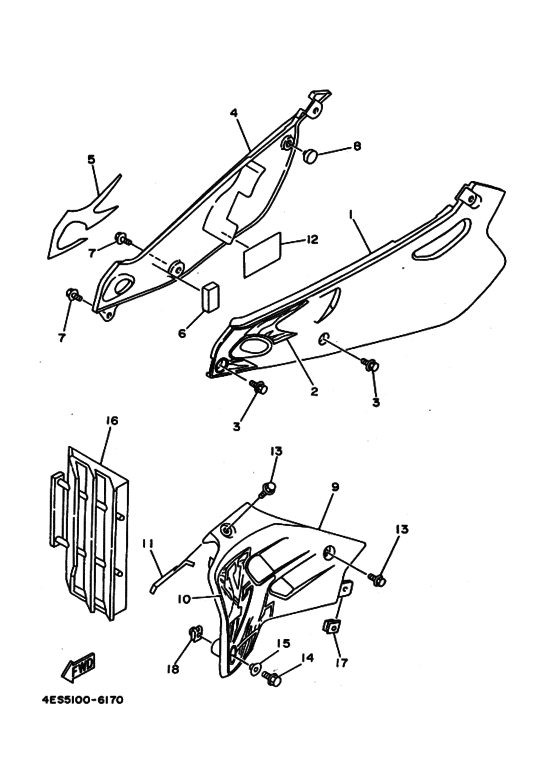 YZ80 YZ80H Крышка боковая & oil tank