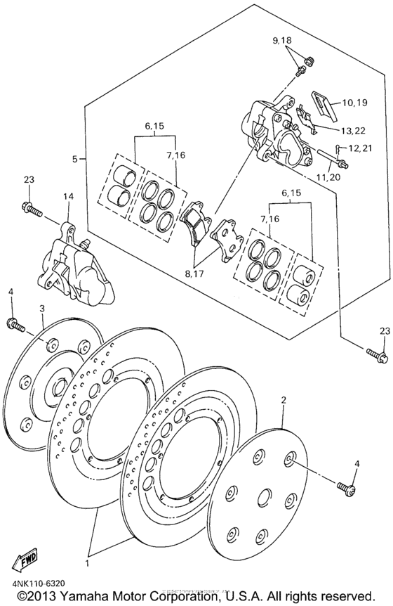 XVZ13LTLC Передний суппорт