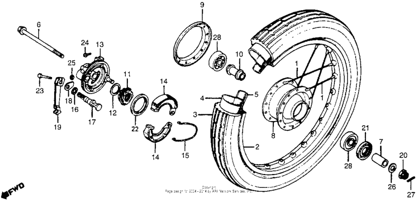 Front wheel + front brake panel
