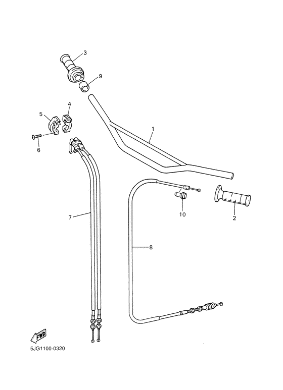 YZ426F Steering handle. cable