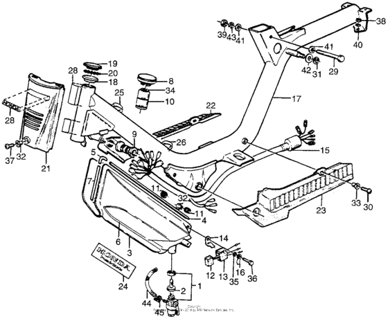 Frame + fuel tank + wire harness
