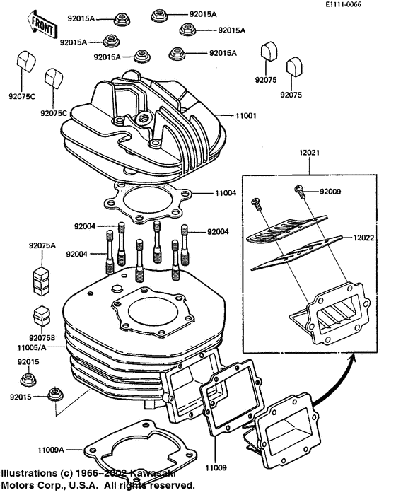 Cylinder head/cylinder/reed valve