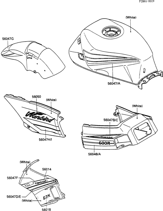 ZX600 Decals(white)(zx600-c1)