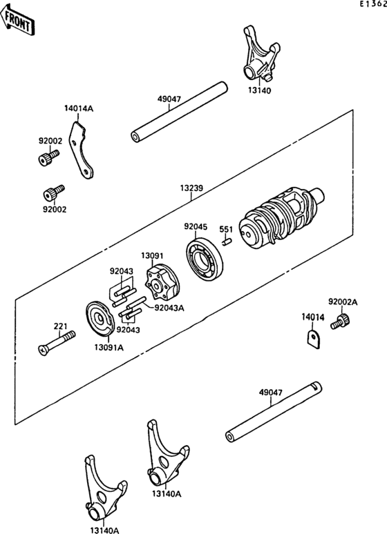 ZX750 Валы и вилки переключения передач