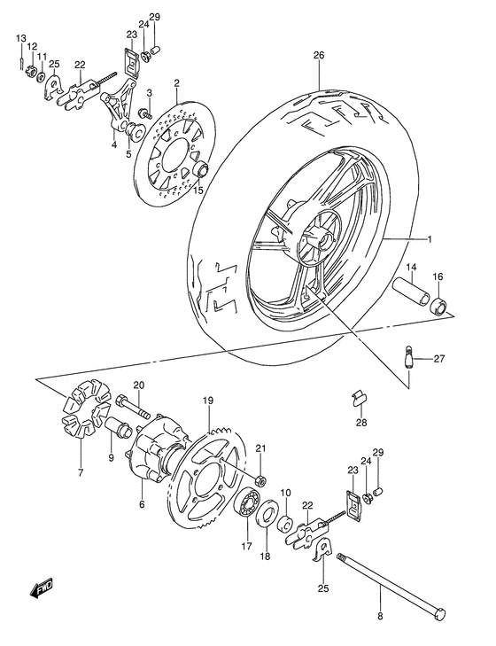 Rear wheel complete assy