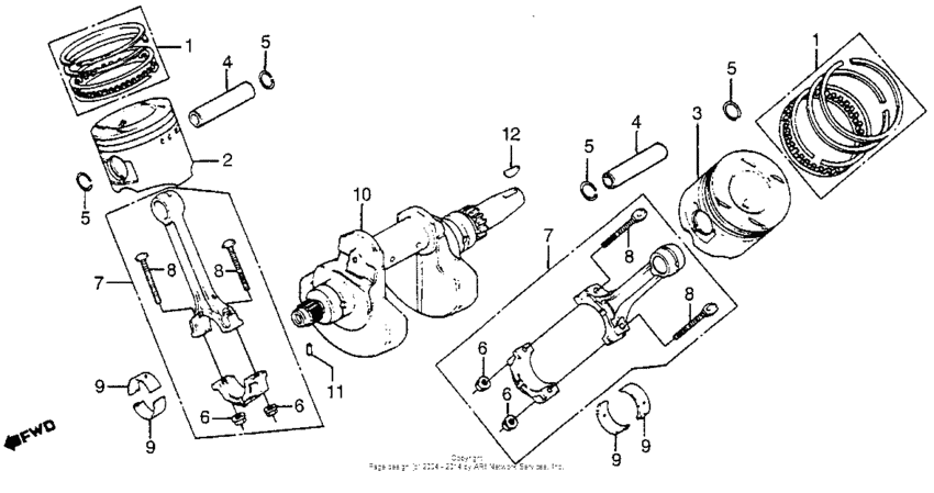 CX500 Коленчатый вал и поршни