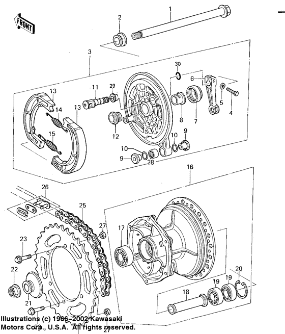 Rear hub/brake/chain