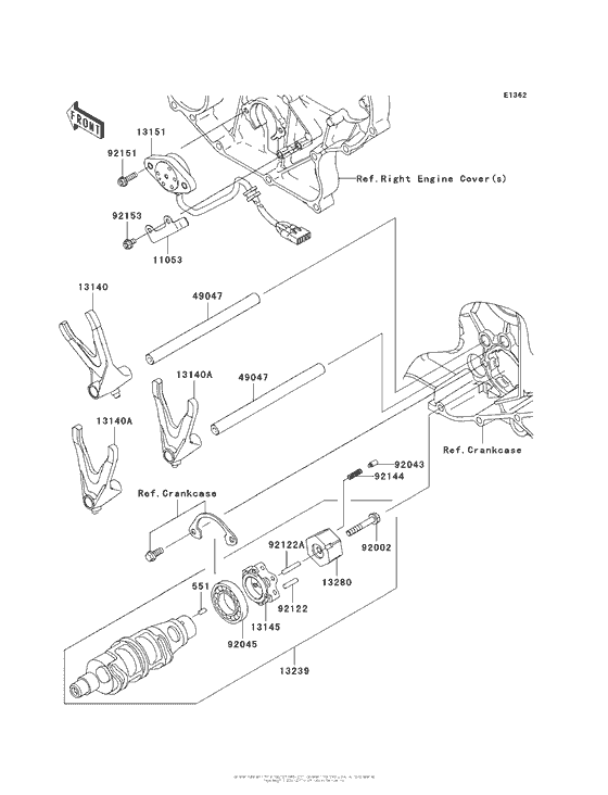 VN2000 Валы и вилки переключения передач