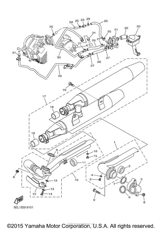 XVS1100L Выхлопная система