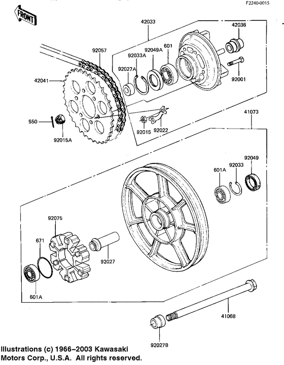Rear wheel/hub/chain