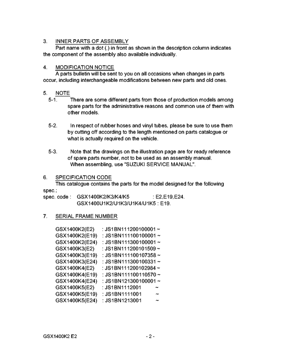 GSX1400 Catalog preface