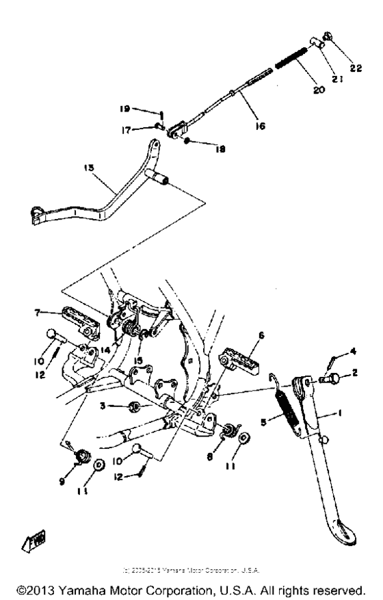 Stand footrest brake pedal