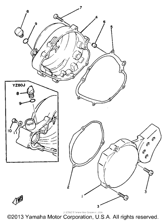 YZ80H Боковые крышки