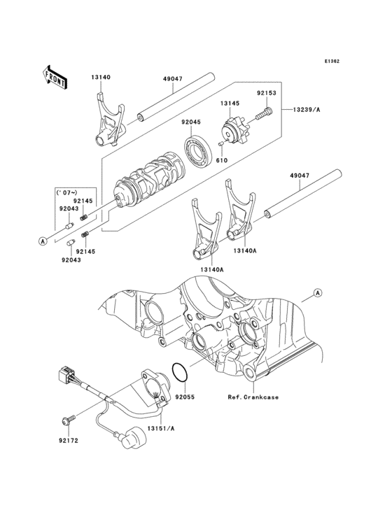 ZX1400 Валы и вилки переключения передач